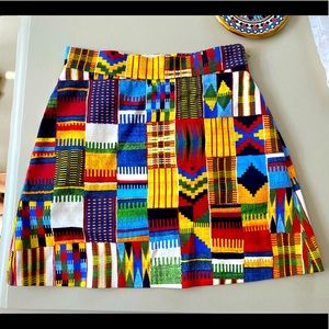 Stella Jean Art Abstract Squares Patchwork Primary Mini Skirt w Pockets 24